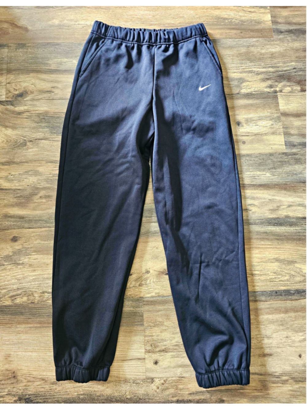 Nike Fleece Track Pants Joggers Black Embroidered Swoosh Mens Size X Large